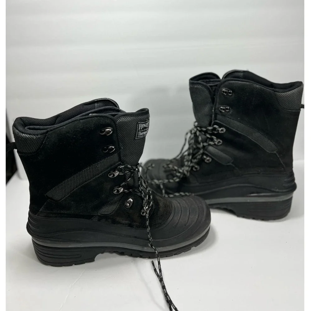Ranger Mens Duck Boots Black Textile Lace Up Thermolite Insulated Mid-calf 9
